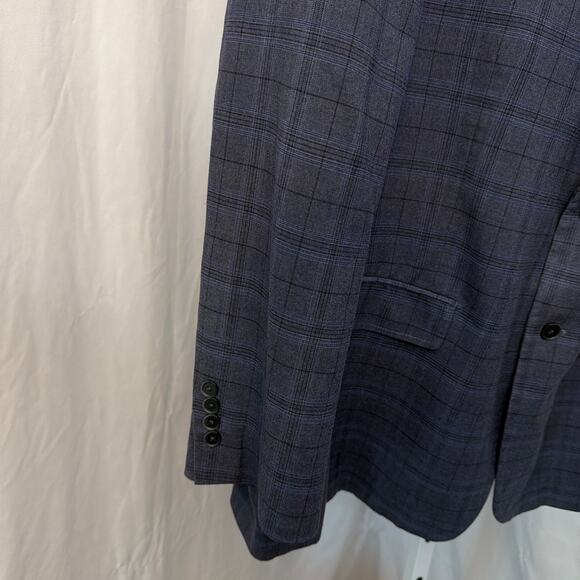 Oak Hill Blazer Mens 2XLT 50L 52L Blue Plaid Two Button - Picture 9 of 12